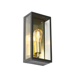 QAZQA Gartenbeleuchtung|Außenwandleuchten*Industrielle Außenwandleuchte schwarz mit Gold IP44 - Rotterdam