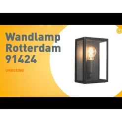 QAZQA Gartenbeleuchtung|Außenwandleuchten*Industrielle Außenwandleuchte schwarz mit Glas IP44 - Rotterdam 2