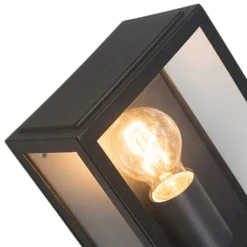 QAZQA Gartenbeleuchtung|Außenwandleuchten*Industrielle Außenwandleuchte schwarz mit Glas IP44 - Rotterdam 2