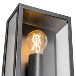 QAZQA Gartenbeleuchtung|Außenwandleuchten*Industrielle Außenwandleuchte schwarz mit Glas IP44 - Rotterdam 2