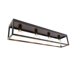 QAZQA Schlafzimmerlampen|Küchenlampen*Industrielle Deckenlampe schwarz 99,5 cm 4-flammig - Cage