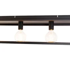 QAZQA Schlafzimmerlampen|Küchenlampen*Industrielle Deckenlampe schwarz 99,5 cm 4-flammig - Cage