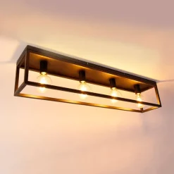QAZQA Schlafzimmerlampen|Küchenlampen*Industrielle Deckenlampe schwarz 99,5 cm 4-flammig - Cage