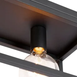 QAZQA Schlafzimmerlampen|Küchenlampen*Industrielle Deckenlampe schwarz 99,5 cm 4-flammig - Cage