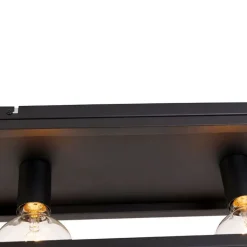 QAZQA Schlafzimmerlampen|Küchenlampen*Industrielle Deckenlampe schwarz 99,5 cm 4-flammig - Cage