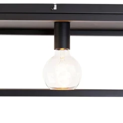 QAZQA Schlafzimmerlampen|Küchenlampen*Industrielle Deckenlampe schwarz 99,5 cm 4-flammig - Cage