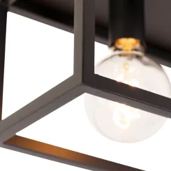 QAZQA Schlafzimmerlampen|Küchenlampen*Industrielle Deckenlampe schwarz 99,5 cm 4-flammig - Cage