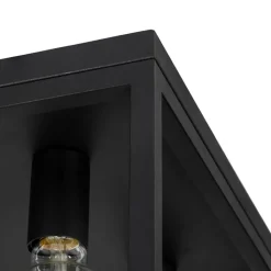 QAZQA Deckenleuchten|Wohnzimmerlampen*Industrielle Deckenlampe schwarz 40 cm 4-flammig - Cage