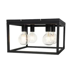QAZQA Deckenleuchten|Wohnzimmerlampen*Industrielle Deckenlampe schwarz 40 cm 4-flammig - Cage