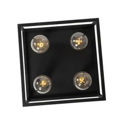 QAZQA Deckenleuchten|Wohnzimmerlampen*Industrielle Deckenlampe schwarz 40 cm 4-flammig - Cage