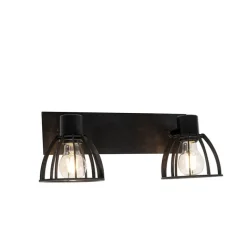 QAZQA Deckenstrahler|Aufbaustrahler*Industrielle Deckenlampe schwarz 2-flammig - Fotu