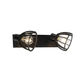 QAZQA Deckenstrahler|Aufbaustrahler*Industrielle Deckenlampe schwarz 2-flammig - Fotu