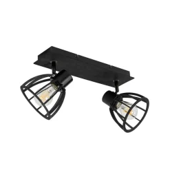 QAZQA Deckenstrahler|Aufbaustrahler*Industrielle Deckenlampe schwarz 2-flammig - Fotu