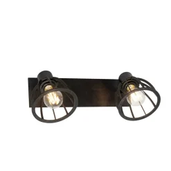 QAZQA Deckenstrahler|Aufbaustrahler*Industrielle Deckenlampe schwarz 2-flammig - Fotu