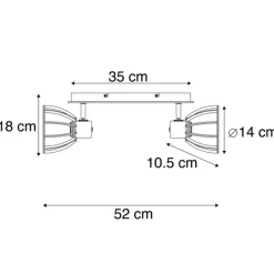 QAZQA Deckenstrahler|Aufbaustrahler*Industrielle Deckenlampe schwarz 2-flammig - Fotu