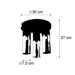 QAZQA Deckenleuchten|Wohnzimmerlampen*Industrielle Deckenlampe schwarz mit goldenen runden 3 Lichtern - Raspi