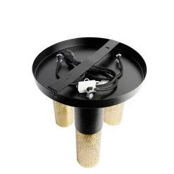 QAZQA Deckenleuchten|Wohnzimmerlampen*Industrielle Deckenlampe schwarz mit goldenen runden 3 Lichtern - Raspi