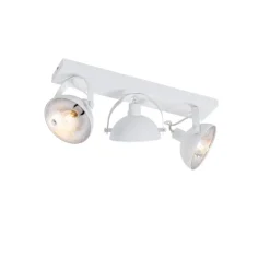 QAZQA Küchenlampen|Esszimmerlampen*Industrielle Deckenleuchte weiß mit silbernem 3-Licht verstellbar – Magnax