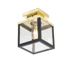 QAZQA Gartenbeleuchtung|Deckenleuchten Außen*Industrielle Deckenleuchte für den Außenbereich, schwarz mit Gold – Rotterdam