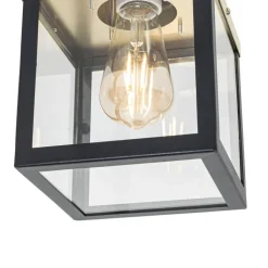 QAZQA Gartenbeleuchtung|Deckenleuchten Außen*Industrielle Deckenleuchte für den Außenbereich, schwarz mit Gold – Rotterdam