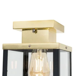 QAZQA Gartenbeleuchtung|Deckenleuchten Außen*Industrielle Deckenleuchte für den Außenbereich, schwarz mit Gold – Rotterdam