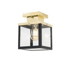 QAZQA Gartenbeleuchtung|Deckenleuchten Außen*Industrielle Deckenleuchte für den Außenbereich, schwarz mit Gold – Rotterdam