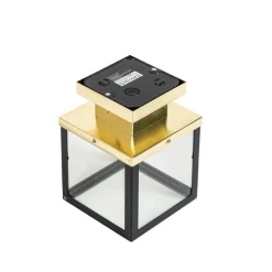 QAZQA Gartenbeleuchtung|Deckenleuchten Außen*Industrielle Deckenleuchte für den Außenbereich, schwarz mit Gold – Rotterdam