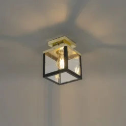 QAZQA Gartenbeleuchtung|Deckenleuchten Außen*Industrielle Deckenleuchte für den Außenbereich, schwarz mit Gold – Rotterdam