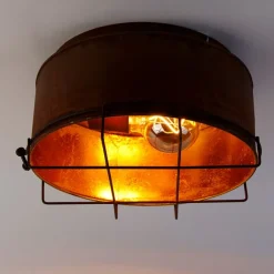 QAZQA Schlafzimmerlampen|Küchenlampen*Industrielle Deckenleuchte rostbraun 35 cm - Barril