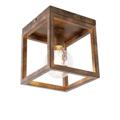 QAZQA Deckenleuchten|Wohnzimmerlampen*Industrielle Deckenleuchte rostbraun - Käfig