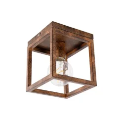 QAZQA Deckenleuchten|Wohnzimmerlampen*Industrielle Deckenleuchte rostbraun - Käfig