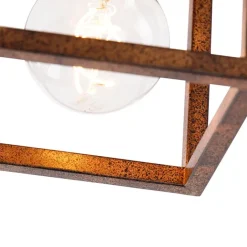 QAZQA Deckenleuchten|Wohnzimmerlampen*Industrielle Deckenleuchte rostbraun - Käfig