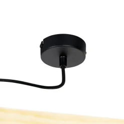 QAZQA Deckenleuchten|Wohnzimmerlampen*Industrielle Deckenleuchte schwarz mit Holz 3-Licht - Regal