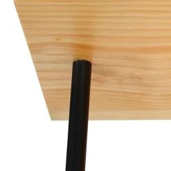QAZQA Deckenleuchten|Wohnzimmerlampen*Industrielle Deckenleuchte schwarz mit Holz 3-Licht - Regal