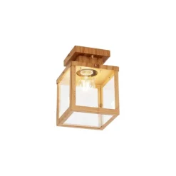 QAZQA Gartenbeleuchtung|Deckenleuchten Außen*Industrielle Deckenleuchte für Außenbereich Holz mit Klarglas - Rotterdam