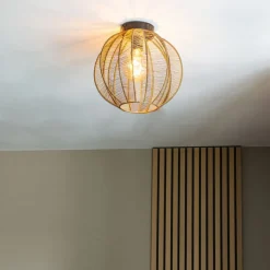 QAZQA Deckenleuchten|Wohnzimmerlampen*Industrielle Deckenleuchte Bronze mit Schwarz - Dong