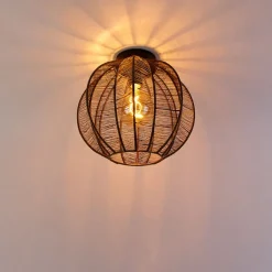 QAZQA Deckenleuchten|Wohnzimmerlampen*Industrielle Deckenleuchte Bronze mit Schwarz - Dong