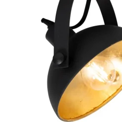 QAZQA Küchenlampen|Esszimmerlampen*Industrielle Deckenleuchte schwarz mit Gold 2-flammig verstellbar – Magnax