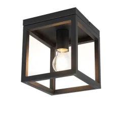 QAZQA Schlafzimmerlampen|Küchenlampen*Industrielle Deckenleuchte Schwarz Stahl - Cage