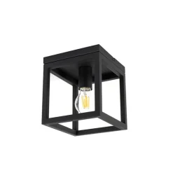 QAZQA Schlafzimmerlampen|Küchenlampen*Industrielle Deckenleuchte Schwarz Stahl - Cage