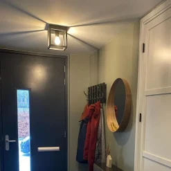 QAZQA Schlafzimmerlampen|Küchenlampen*Industrielle Deckenleuchte Schwarz Stahl - Cage