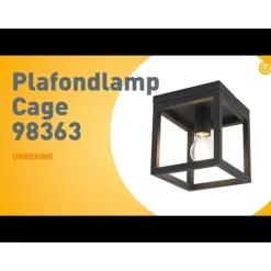 QAZQA Schlafzimmerlampen|Küchenlampen*Industrielle Deckenleuchte Schwarz Stahl - Cage