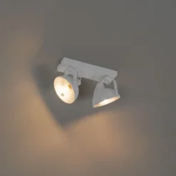 QAZQA Deckenstrahler|Aufbaustrahler*Industrielle Deckenleuchte weiß mit silbernem 2-Licht verstellbar – Magnax