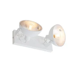 QAZQA Deckenstrahler|Aufbaustrahler*Industrielle Deckenleuchte weiß mit silbernem 2-Licht verstellbar – Magnax