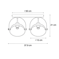 QAZQA Deckenstrahler|Aufbaustrahler*Industrielle Deckenleuchte weiß mit silbernem 2-Licht verstellbar – Magnax