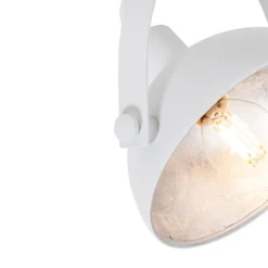 QAZQA Deckenstrahler|Aufbaustrahler*Industrielle Deckenleuchte weiß mit silbernem 2-Licht verstellbar – Magnax