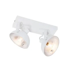 QAZQA Deckenstrahler|Aufbaustrahler*Industrielle Deckenleuchte weiß mit silbernem 2-Licht verstellbar – Magnax