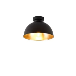 QAZQA Deckenleuchten|Wohnzimmerlampen*Industrielle Deckenleuchte schwarz mit Gold 28 cm - Magnax