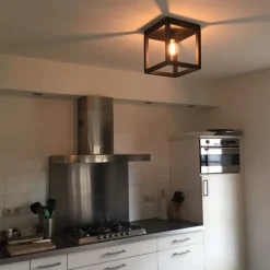 QAZQA Deckenleuchten|Wohnzimmerlampen*Industrielle Deckenleuchte schwarz - Big Cage 2