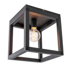 QAZQA Deckenleuchten|Wohnzimmerlampen*Industrielle Deckenleuchte schwarz - Big Cage 2